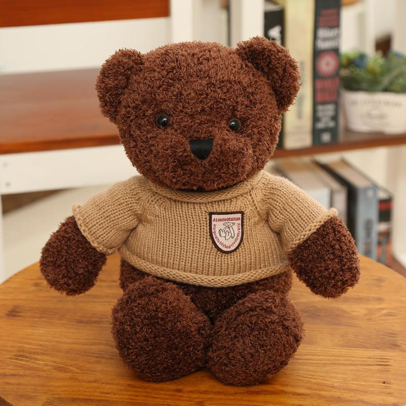 Teddy Bear with Crested Sweater in Cream and Brown Brown Teddy bears - Plushie Depot
