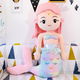 Colorful Mermaid Plush Toys Pink black eyes - Plushie Depot