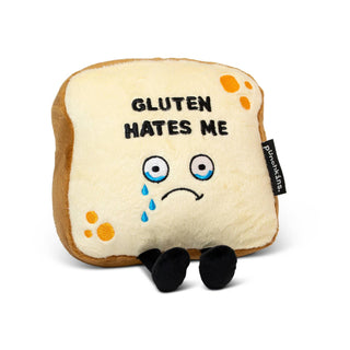 Punchkins - Funny Bread Plushie, Cute Gift - Gluten Hates Me Plushie Depot