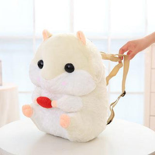 Lolita Round & Fat Hamster Plush Doll Backpack White Bags - Plushie Depot