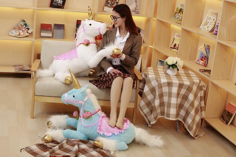 39" Large Majestic Unicorn Stuffed Animal Plush Doll with Saddle Plushie Depot