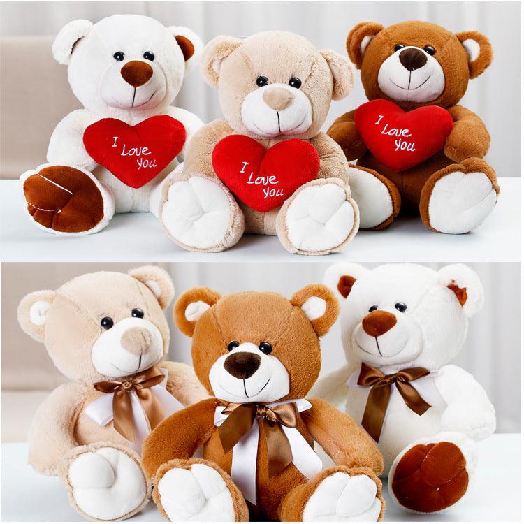 Cute Cartoon Hug Bear With Bow Tie and Hearts Bear Plush Doll Teddy bears Plushie Depot