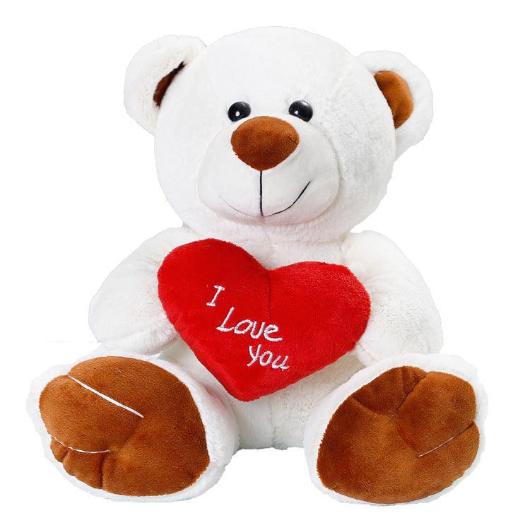 Cute Cartoon Hug Bear With Bow Tie and Hearts Bear Plush Doll White 25cm Teddy bears Plushie Depot