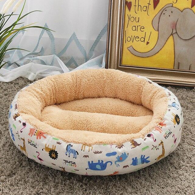 Flamingo Pattern Fluffy Round Plush Dog Beds for Small Dogs Style 7 Pet Beds Plushie Depot
