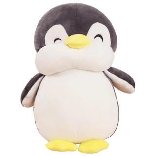 Chubby Happy penguin Stuffed Plush Doll Deep Grey Plushie Depot