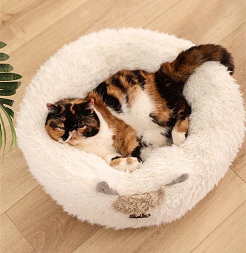 Alpaca Shaped Cat Pet Bed Warm Plush, Good for Small Dogs too Ped Beds Plushie Depot