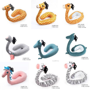 12" x 29.5" Creative 2 In 1 Hands Free U-shaped Plush Neck Pillow in Various Animal Shapes with Lazy Phone Holder Neck Pillows - Plushie Depot