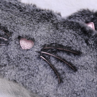 Plush Cute Grey Cat Eye Sleeping Mask Plushie Depot