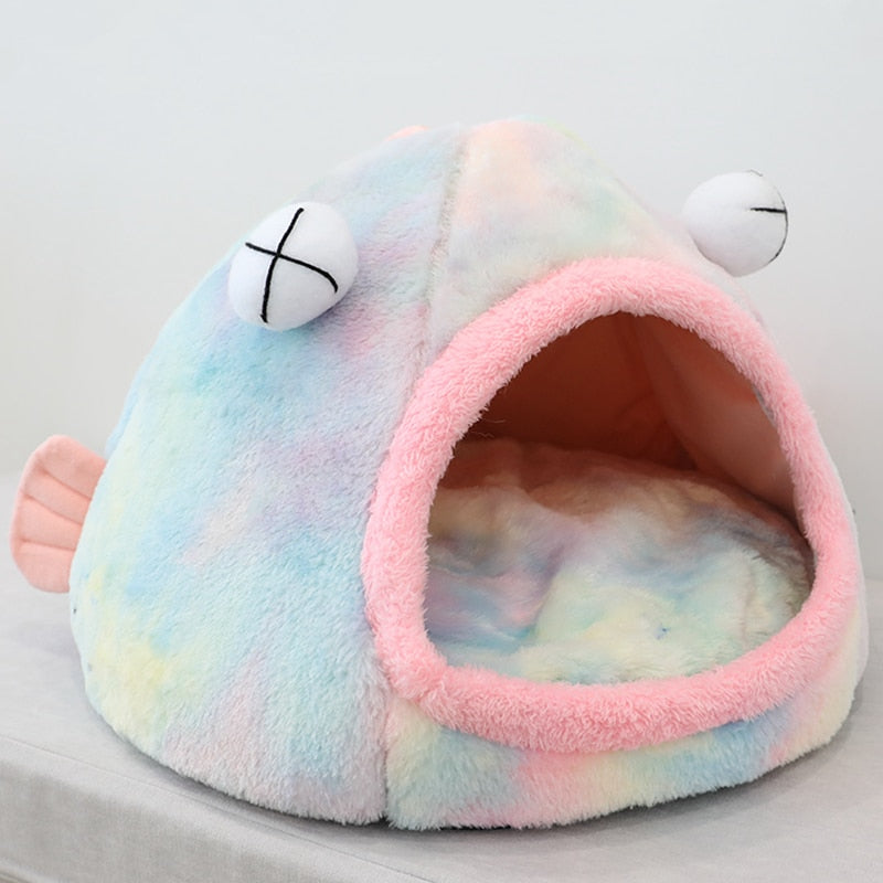Cute Colorful Fish Cat Nest Bed Ped Beds - Plushie Depot