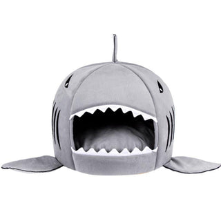 Shark Shaped Pet Bed For Small Dogs & Cats Gray Shark Plushie Depot