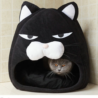 Cozy Tuxedo Kitty Plush Cat Bed Plushie Depot