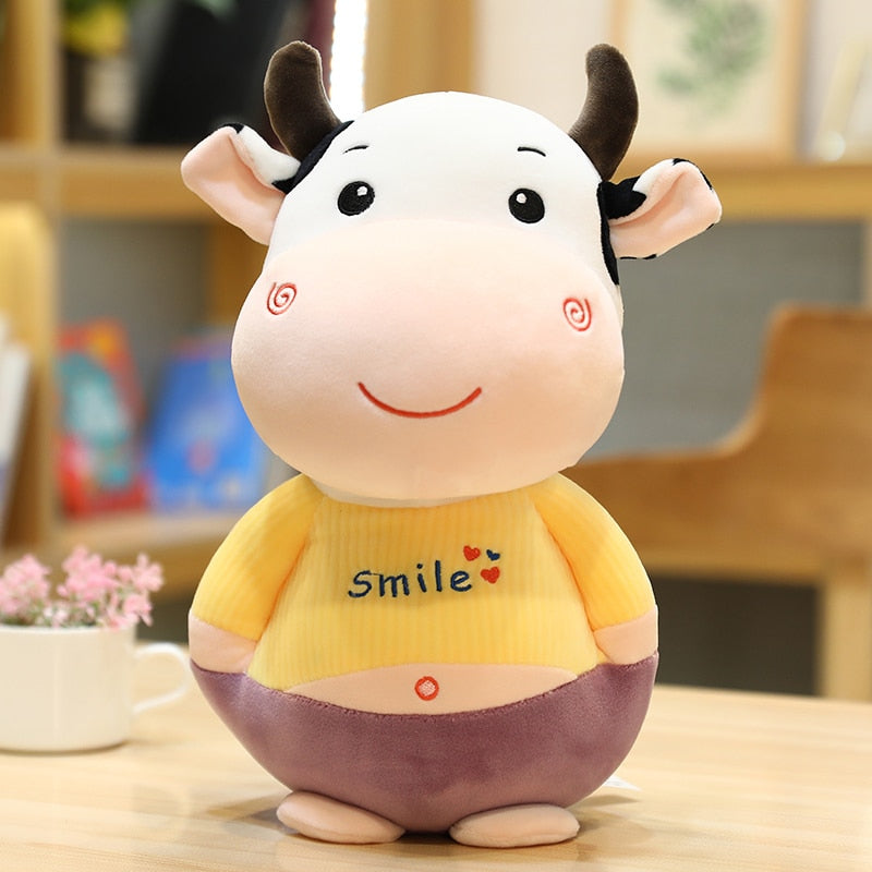 The Happy Smiling Cow Plushie yellow Stuffed Animals - Plushie Depot