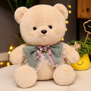 Cuddly Teddy Bear Plush Toys Green Bow Plushie Depot