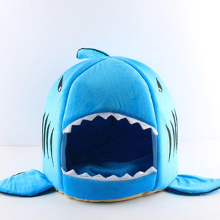 Shark Shaped Pet Bed For Small Dogs & Cats blue Shark Plushie Depot