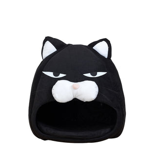 Cozy Tuxedo Kitty Plush Cat Bed Black Plushie Depot