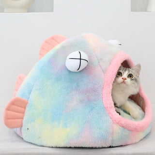 Cute Colorful Fish Cat Nest Bed Plushie Depot