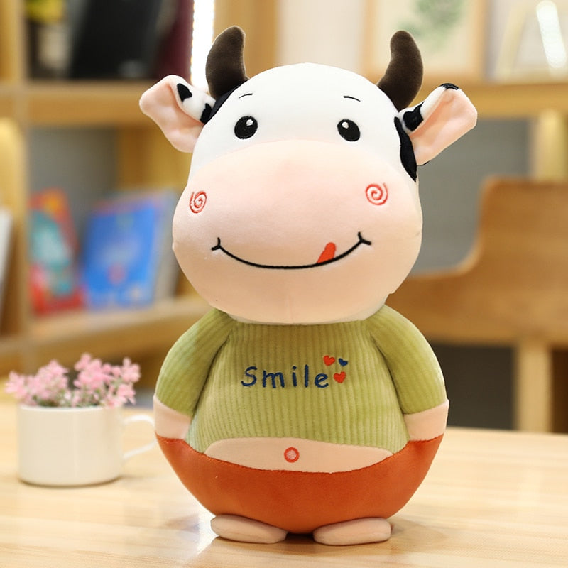 The Happy Smiling Cow Plushie Green Stuffed Animals - Plushie Depot
