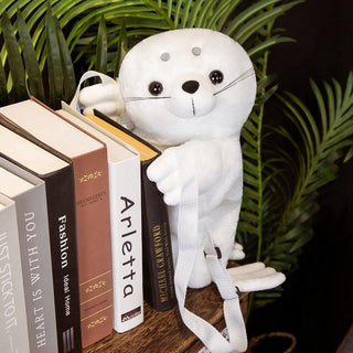 Kawaii White Seal Plush Toy Backpack Plushie Depot