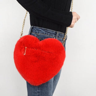 Kawaii Faux Fur Heart Shaped Bags Plushie Depot