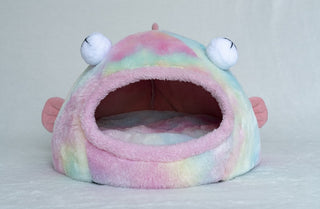 Cute Colorful Fish Cat Nest Bed Rainbow Plushie Depot
