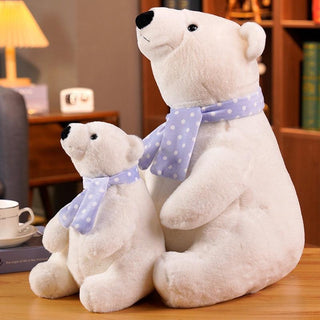 Cute Sitting Polar Bear with Scarf Plush Toy Plushie Depot
