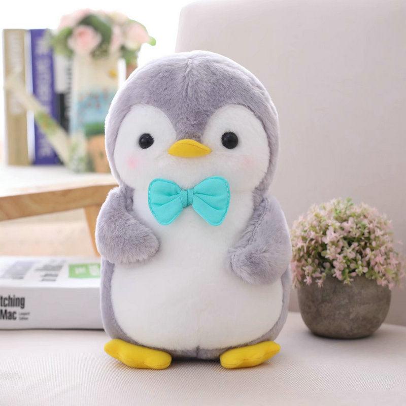 Big Soft Penguin Plushie Toys blue bow Stuffed Animals - Plushie Depot