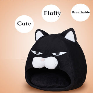Cozy Tuxedo Kitty Plush Cat Bed Plushie Depot