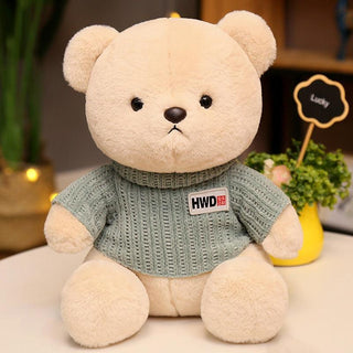 Cuddly Teddy Bear Plush Toys Green Sweater Plushie Depot
