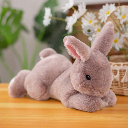 Realistic Furry Bunny Rabbit Plush Toy 10 Stuffed Animals Plushie Depot