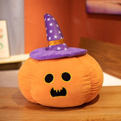 Halloween Black Hat Pumpkin Plushies purple dot Stuffed Toys Plushie Depot