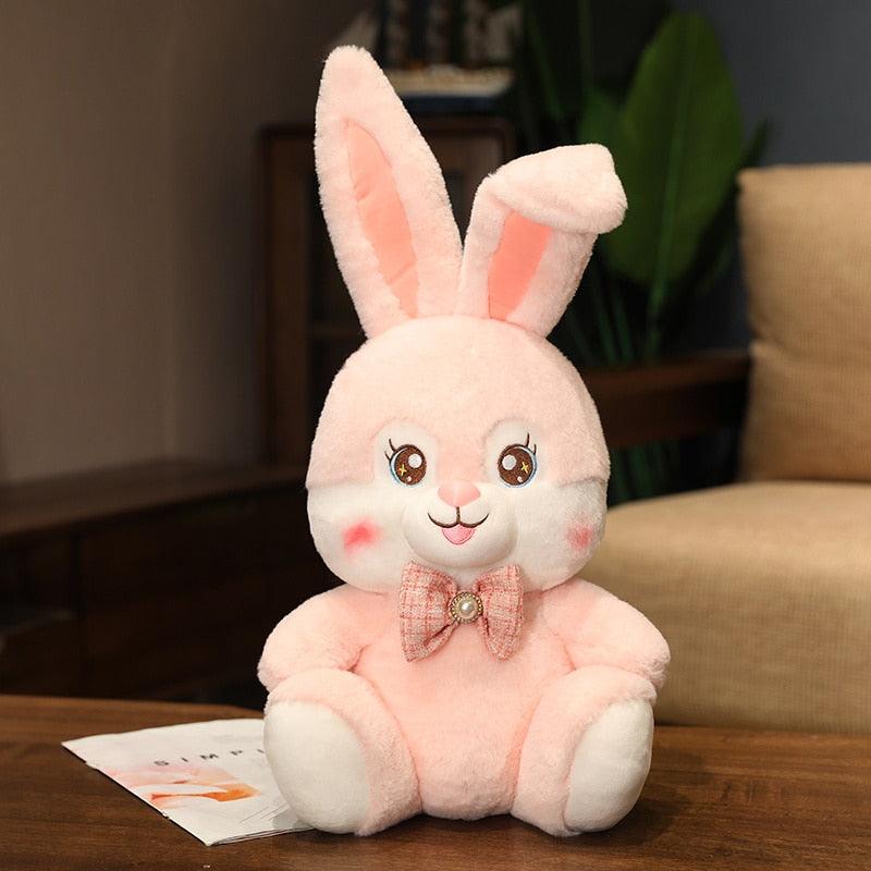 Kawaii Sitting Smiling Rabbit Plushies white Stuffed Animals - Plushie Depot