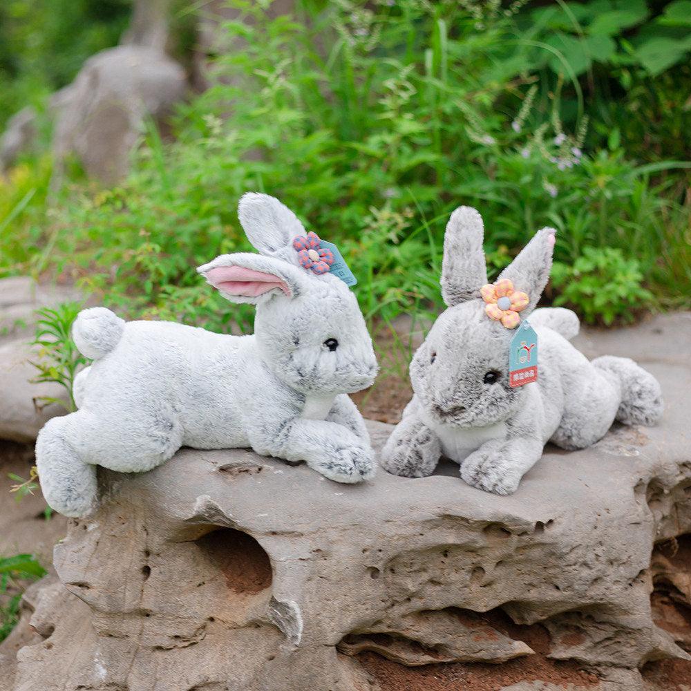 Realistic Furry Bunny Rabbit Plush Toy Stuffed Animals Plushie Depot