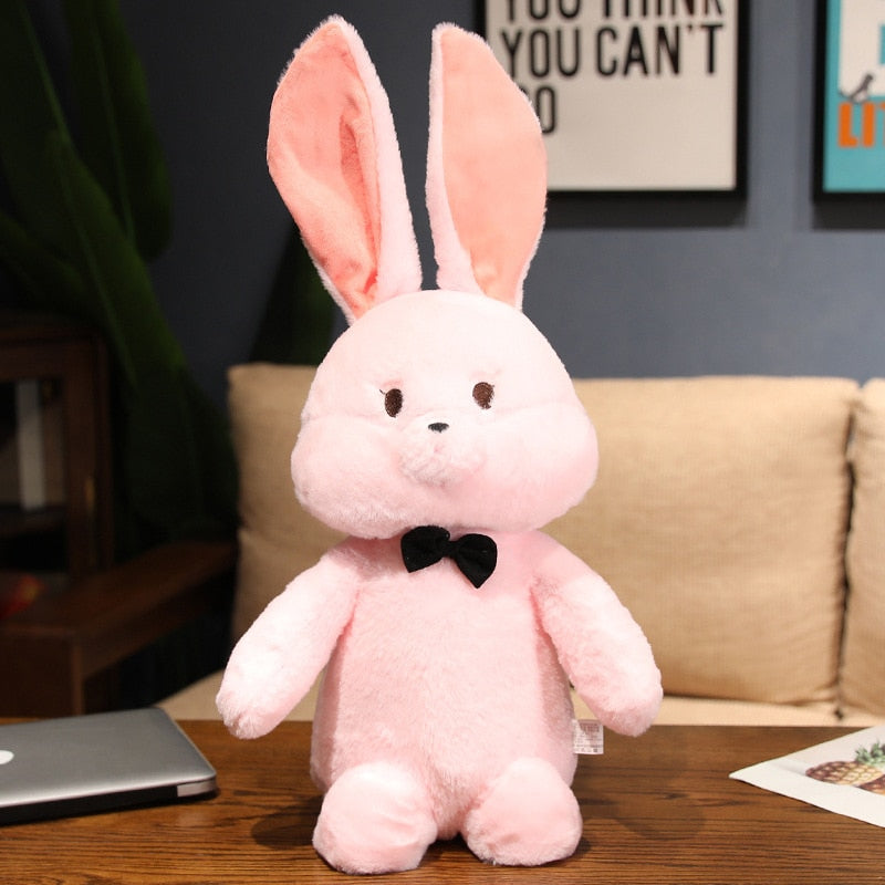 Cute Bowtie Bunny Rabbit Plushie Pink Stuffed Animals Plushie Depot