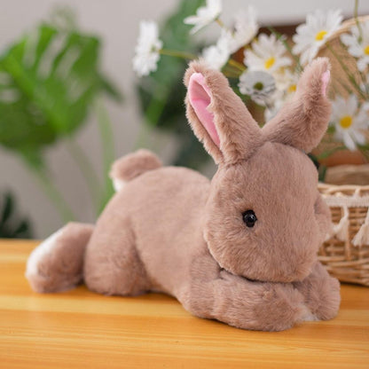 Realistic Furry Bunny Rabbit Plush Toy 4 Stuffed Animals Plushie Depot