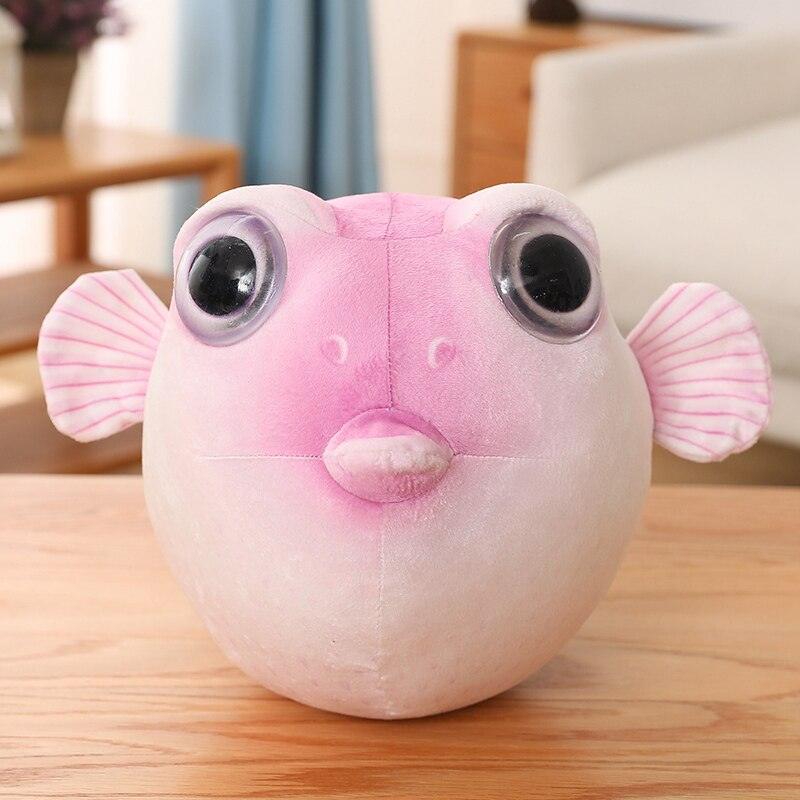 Lifelike Plush Fugu Fish Pink Stuffed Animals Plushie Depot