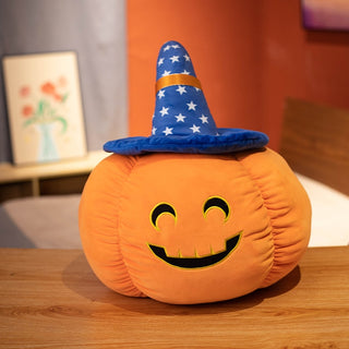 Halloween Black Hat Pumpkin Plushies blue smile Plushie Depot