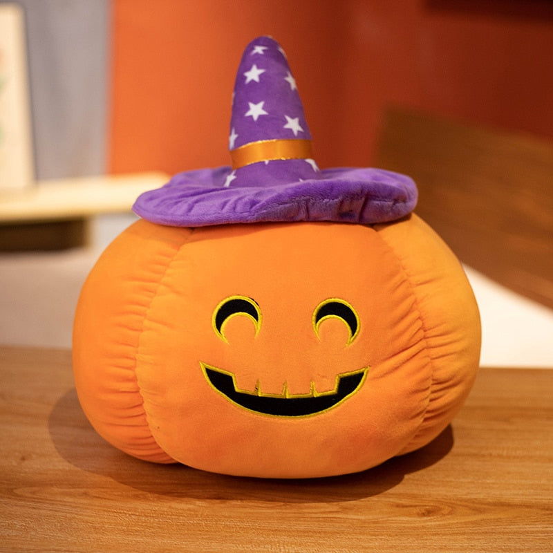 Halloween Black Hat Pumpkin Plushies purple smlie Stuffed Toys Plushie Depot