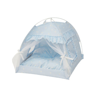 Adorable Doggy & Kitty Pet Tent Beds Blue Flower Plushie Depot