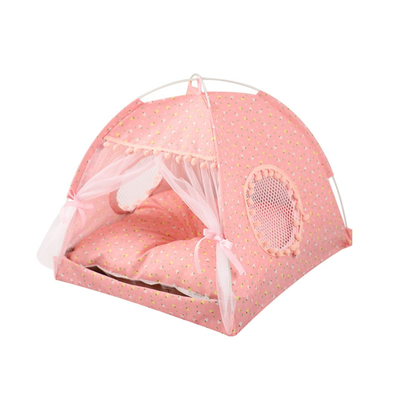 Adorable Doggy & Kitty Pet Tent Beds Orange Strawberry Pet beds Plushie Depot