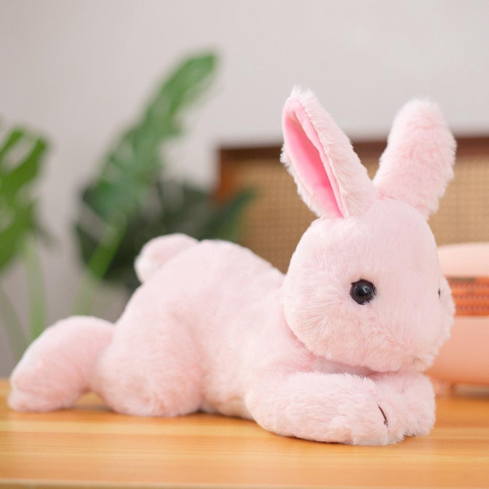 Realistic Furry Bunny Rabbit Plush Toy 3 Stuffed Animals Plushie Depot