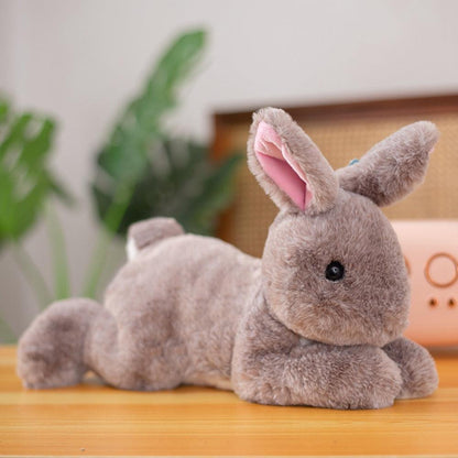 Realistic Furry Bunny Rabbit Plush Toy 2 Stuffed Animals Plushie Depot