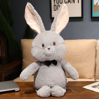 Cute Bowtie Bunny Rabbit Plushie Gray Stuffed Animals - Plushie Depot