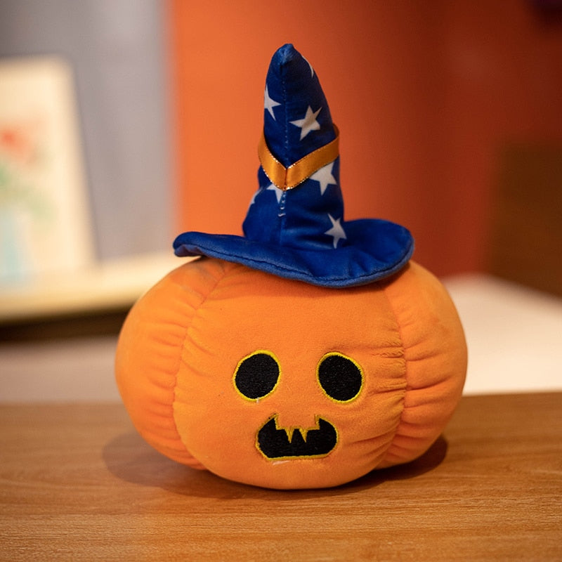 Halloween Black Hat Pumpkin Plushies blue dot Stuffed Toys Plushie Depot