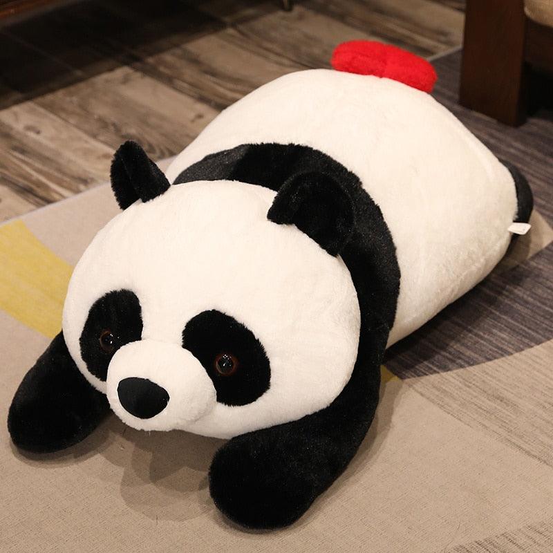 Cute Super Soft Panda Plushie with a Heart Shaped Tail Black Stuffed Animals - Plushie Depot