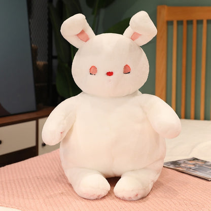 Chubby Sleepy Bunnie Plushies White Stuffed Animals - Plushie Depot