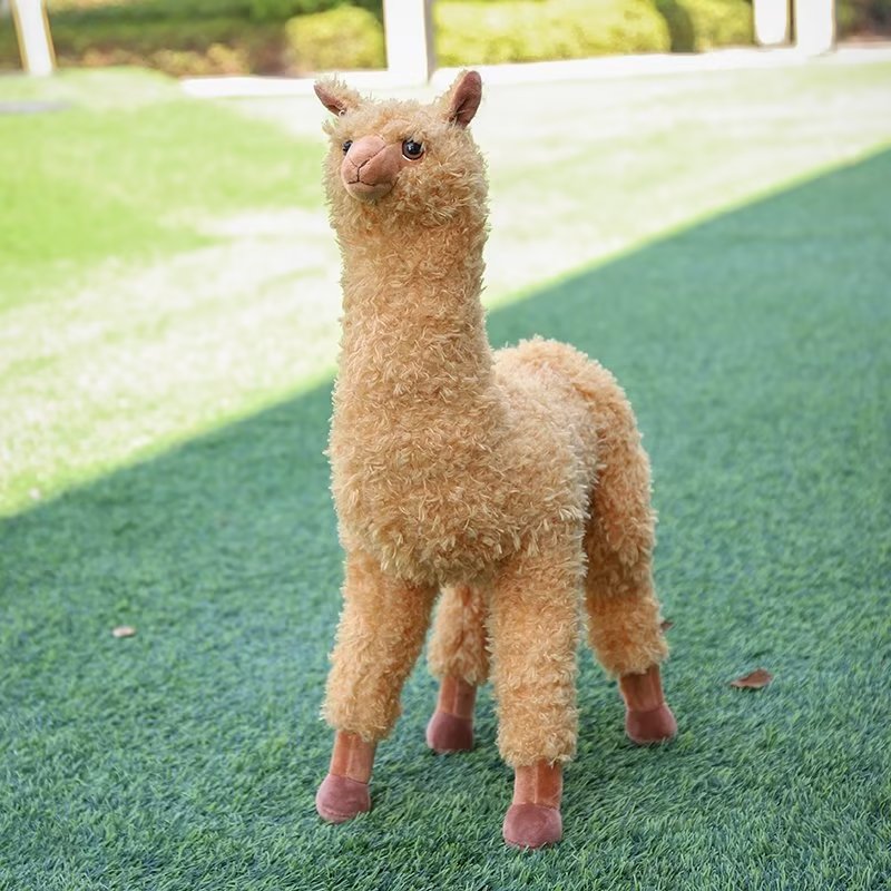 Giant Lifelike Alpaca Plush Toys Brown Stuffed Animals Plushie Depot