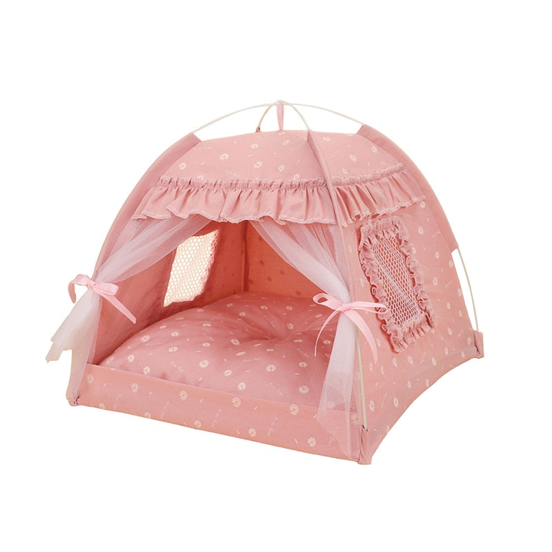 Adorable Doggy & Kitty Pet Tent Beds Pink Flower Pet beds Plushie Depot