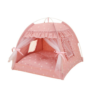 Adorable Doggy & Kitty Pet Tent Beds Pink Flower Plushie Depot
