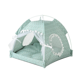 Adorable Doggy & Kitty Pet Tent Beds Floral Green Plushie Depot