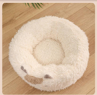 Alpaca Shaped Cat Pet Bed Warm Plush, Good for Small Dogs too Beige Nest Plushie Depot